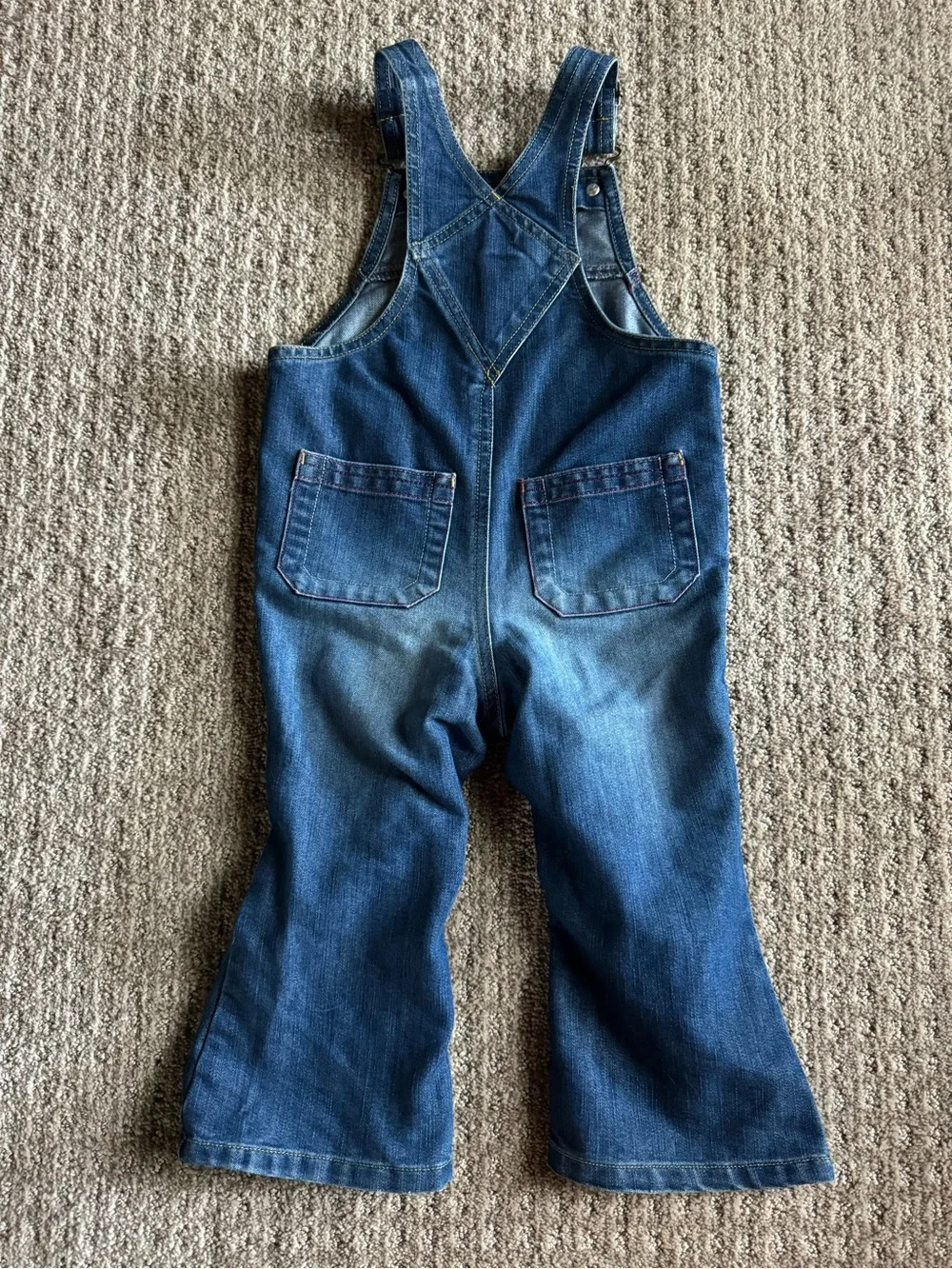 Old Navy Y2K Toddler Denim Overalls 2T Snap Pockets Flare